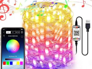 Holiday Party LED String Lights Outdoor Bluetooth Light String Mobile Phone APP Waterproof Wire Fairy Lights Remote Control e4